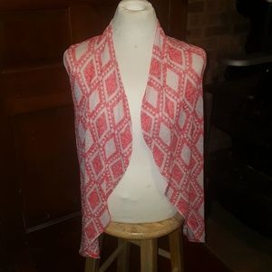 Tribal print shawl collar sweater vest